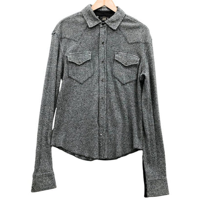 美品◆ダブルアールエル ウエスタンシャツ ニット スナップボタン グレー メンズ サイズS RALPH LAUREN RRL 【AFB9】