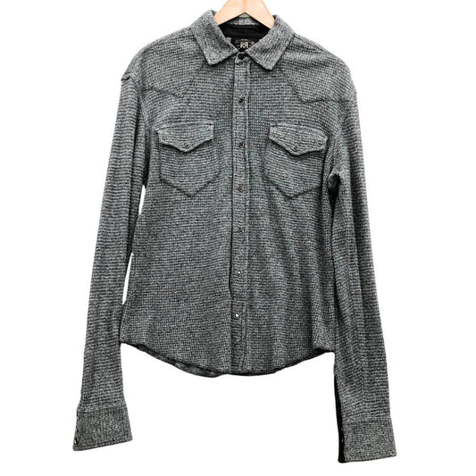 美品◆ダブルアールエル ウエスタンシャツ ニット スナップボタン グレー メンズ サイズS RALPH LAUREN RRL 【AFB9】