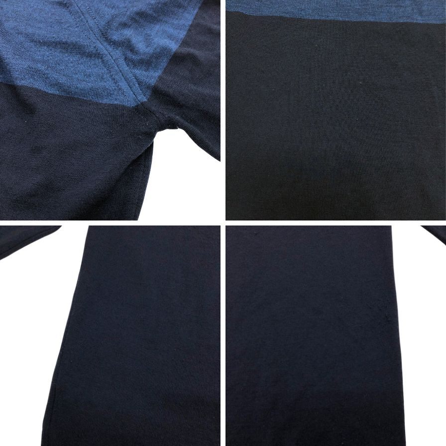 中古◆ジョンスメドレー セーター クルーネック ニット ウール 薄手 バイカラー 2トーン 切替 ネイビー メンズ サイズM JOHN SMEDLEY 【AFB9】