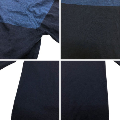 中古◆ジョンスメドレー セーター クルーネック ニット ウール 薄手 バイカラー 2トーン 切替 ネイビー メンズ サイズM JOHN SMEDLEY 【AFB9】