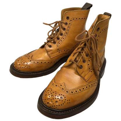 トリッカーズ カントリーブーツ M2508 モールトン カーフ メンズ サイズ7ハーフ ベージュ Tricker`s ブーツ 約25.5cm【LA】【中古】