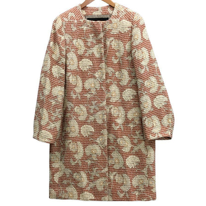 美品◆ソブ ダブルスタンダード コート 花柄 総柄 ツイード ノーカラー ピンク レディース サイズ表記無し SOV. DOUBLE STANDARD CLOTHING 【AFB13】