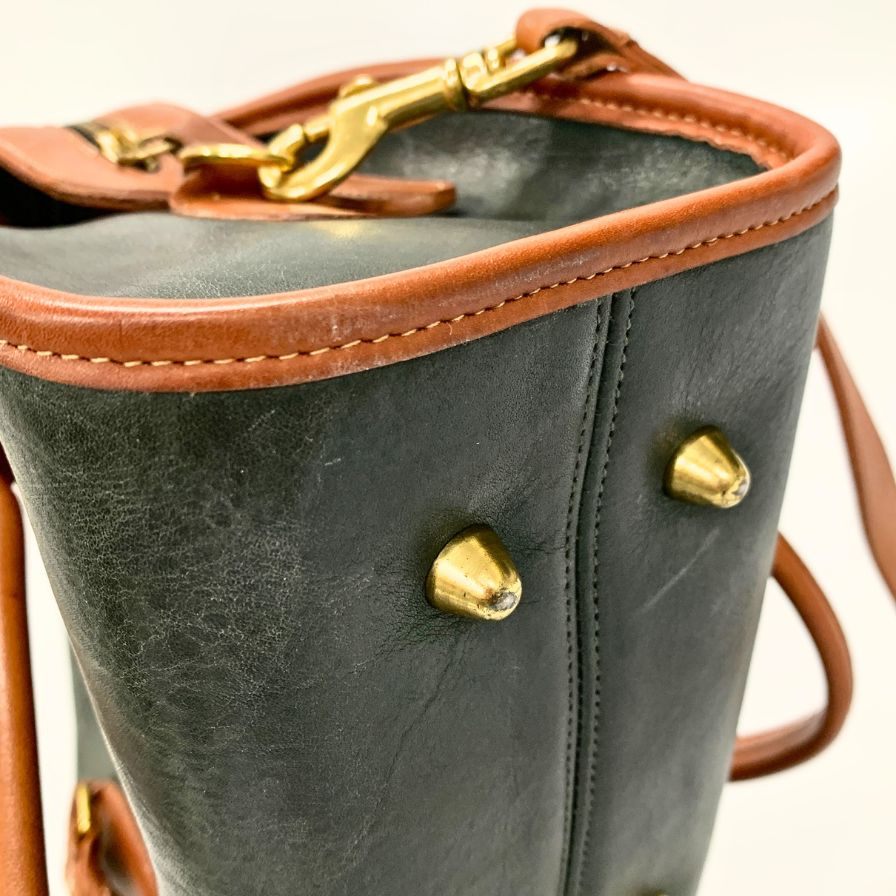 コーチ ハンドバッグ ショルダーバッグ オールドコーチ 2WAY レザー ブラウン×グリーン COACH【AFE9】