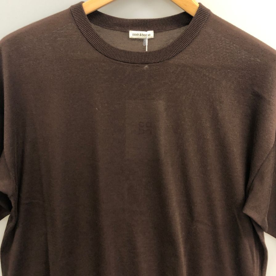 極美品◆キャッシュ＆バルバ シーアイランドコットン クルーネックニット Tシャツ ブラウン レディース サイズ2 cash&barba 【AFB15】