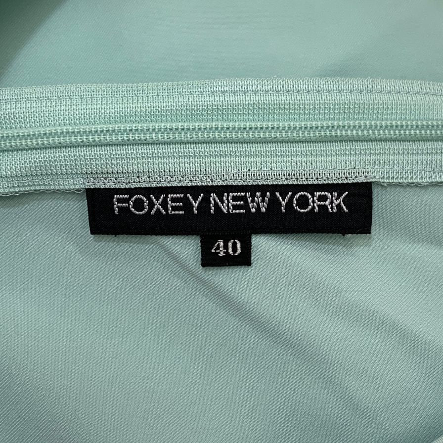 美品◆フォクシー ニューヨーク ストレッチ ノースリーブ ロングワンピース 40サイズ アクアグリーン 21324-AHSAG61 FOXEY NEW YORK 【AFB14】