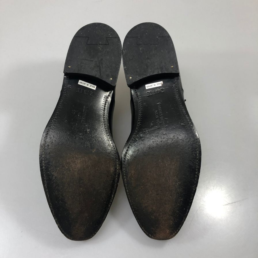 ブルックスブラザーズ レザーシューズ 内羽 パンチドキャップトウ ストレートチップ ブラック メンズ サイズ24.5 Brooks Brothers 約24.5cm【AFC33】