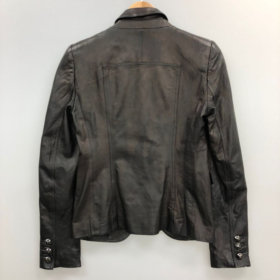 中古◆グッチ オールドグッチ 1B レザーショート丈 ジャケット イタリア製 レディース サイズ38 ブラック GUCCI 【AFG1】