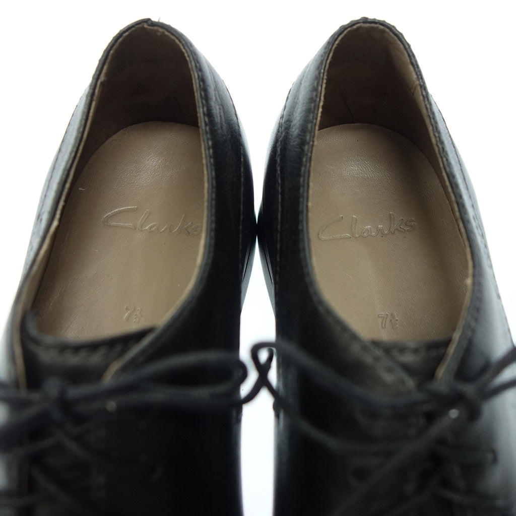 Good Condition◆Clarks Leather Shoes Outer Feather Plain Toe Men's Black Size 7.5 Clarks [AFC31] 