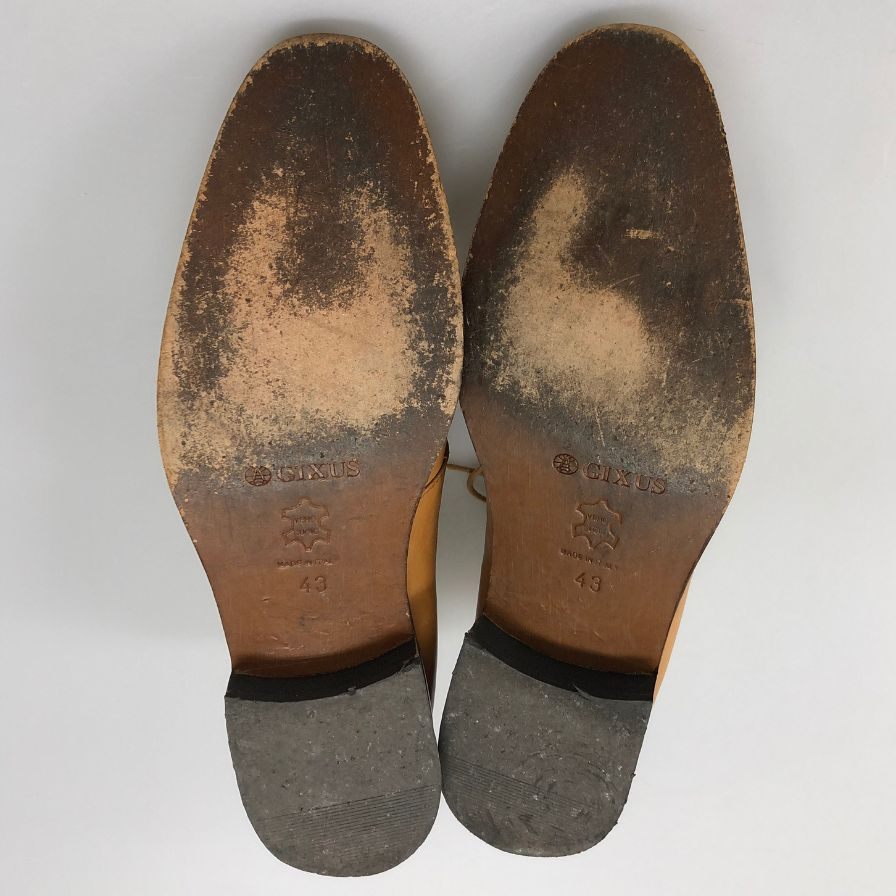 ジクサス チャッカブーツ レザー ミッドカット プレーントゥ キャメル ブラウン系 メンズ サイズ43 GIXUS 約28.0cm【AFC36】