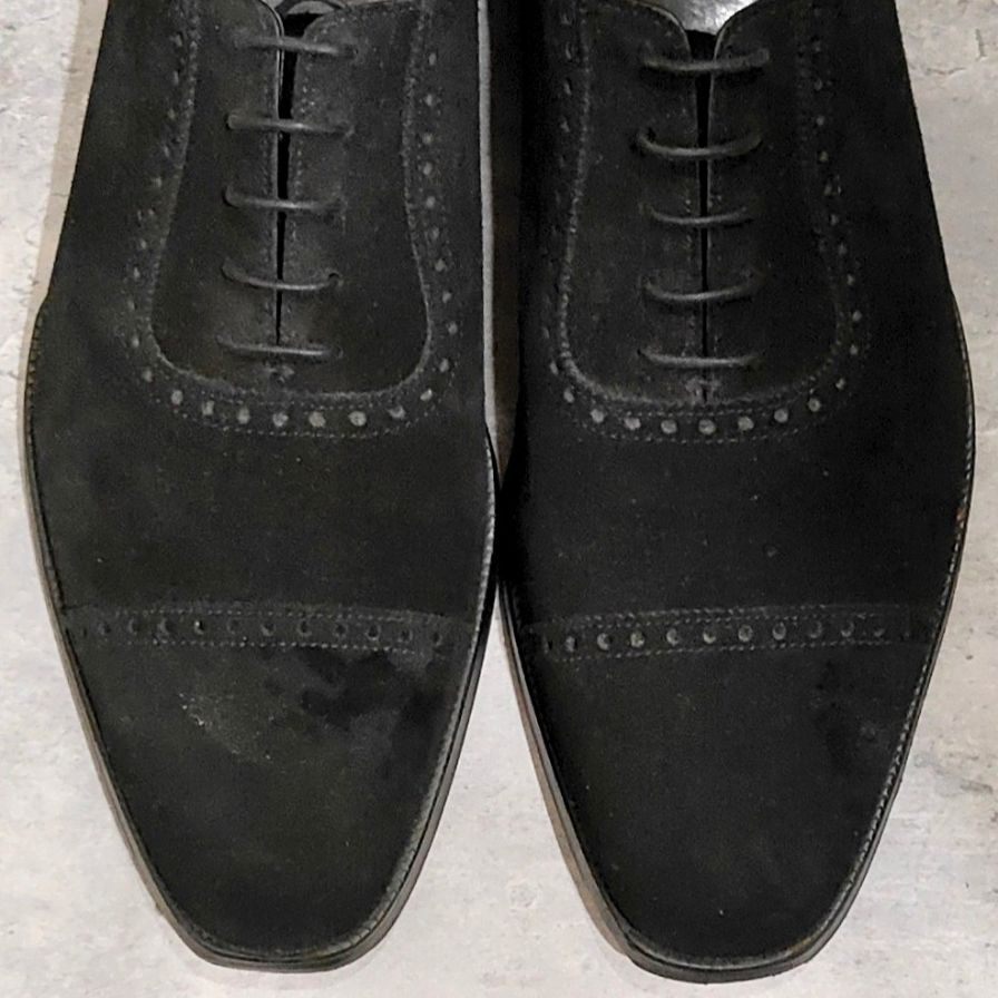 クロケット＆ジョーンズ ポールスミス別注 パンチドキャップトゥ アデレード スエード ブラック サイズUK7E CROCKETT&JONES スエードシューズ 約25.5cm【LA】【中古】