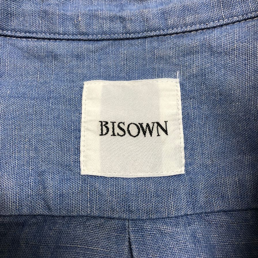 新品同様◆ビゾウン シャンブレーシャツ  26SS コットン リネン ブルー  メンズ サイズ4 BISOWN 【AFB36】