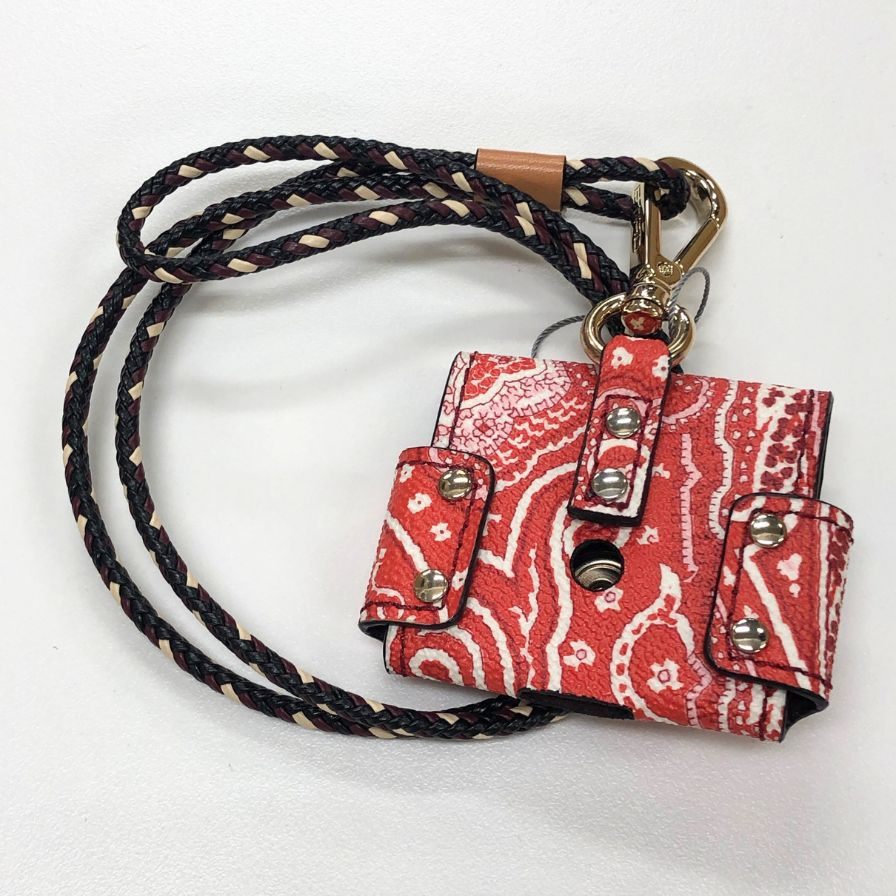 エトロ エアポッズケース カンフーパンダ AirPodsケース レッド系 レザー ETRO【AFI16】【中古】