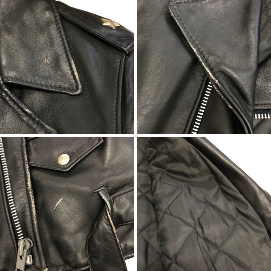 中古◆ショット ダブルライダースジャケット LOT613 ブラック サイズ34 牛革 レザー Schott perfecto 【AFG1】