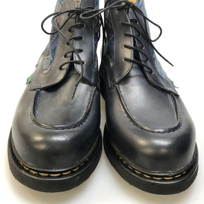 パラブーツ レザーブーツ リスレザー チェック コンビ ウール ツイード ネイビー メンズ サイズ8 PARABOOT ブーツ 約27.0cm【LA】【中古】