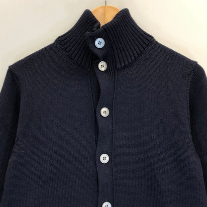 美品◆ザノーネ ニット 厚手 ハイネック ボタン コットン メンズ ネイビー サイズ48 ZANONE 【AFB44】