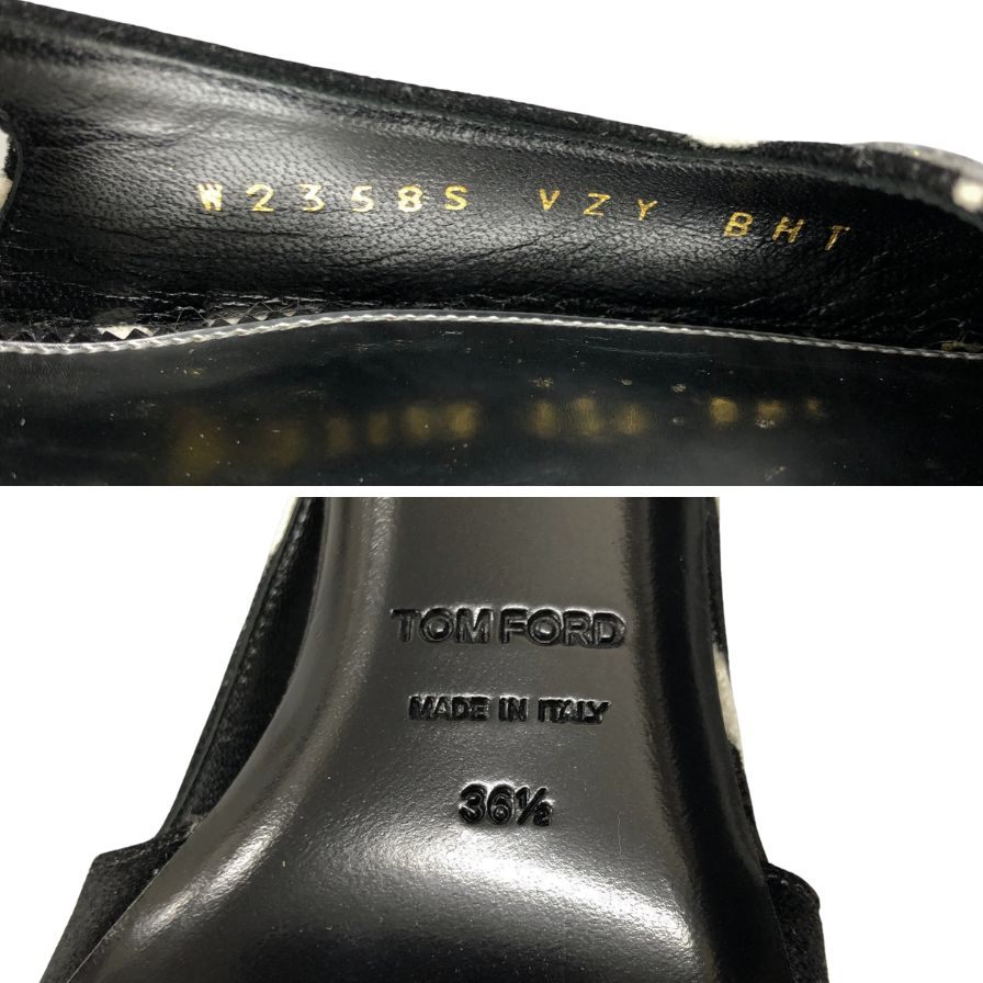 トムフォード パンプス サンダル  ビジューあしらい レディース サイズ36.5 ブラック×ホワイト TOM FORD 約23.0cm【AFC33】
