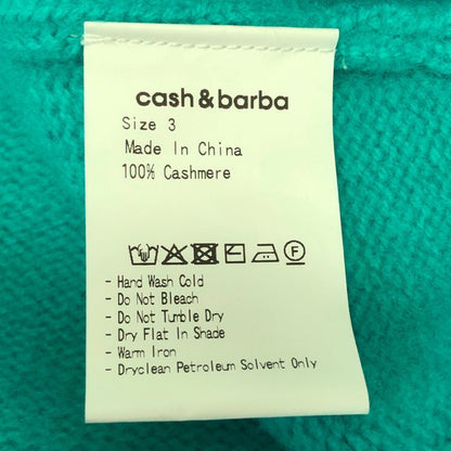中古◆キャッシュ＆バルバ ニット Cash Baby 70 Crew ベビーカシミヤ100% メンズ サイズ3 グリーン cash＆barba 【AFB46】