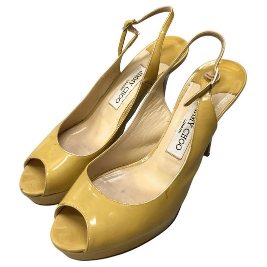 ジミーチュウ ハイヒール ストラップ イエロー サイズ38 JIMMY CHOO 約24.0cm【AFC30】