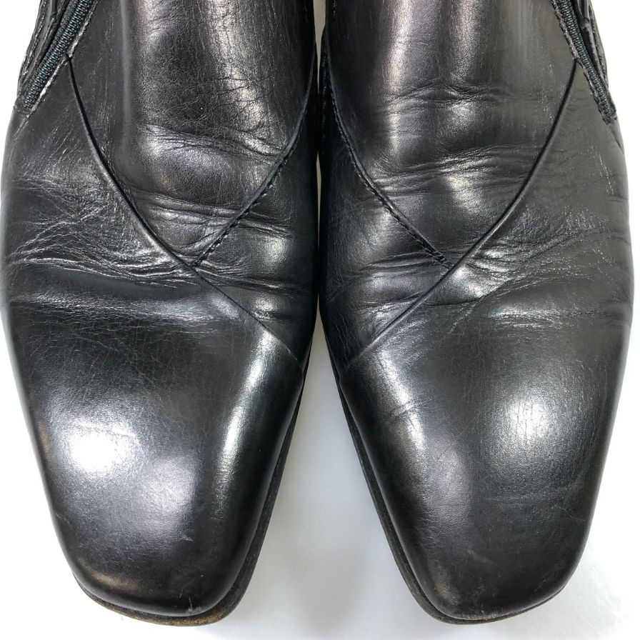 ウーゴ&エンツォ レザーシューズ サイドジップ ブラック メンズ サイズ8.5 HUGO&ENZO 約26.5cm【AFC50】