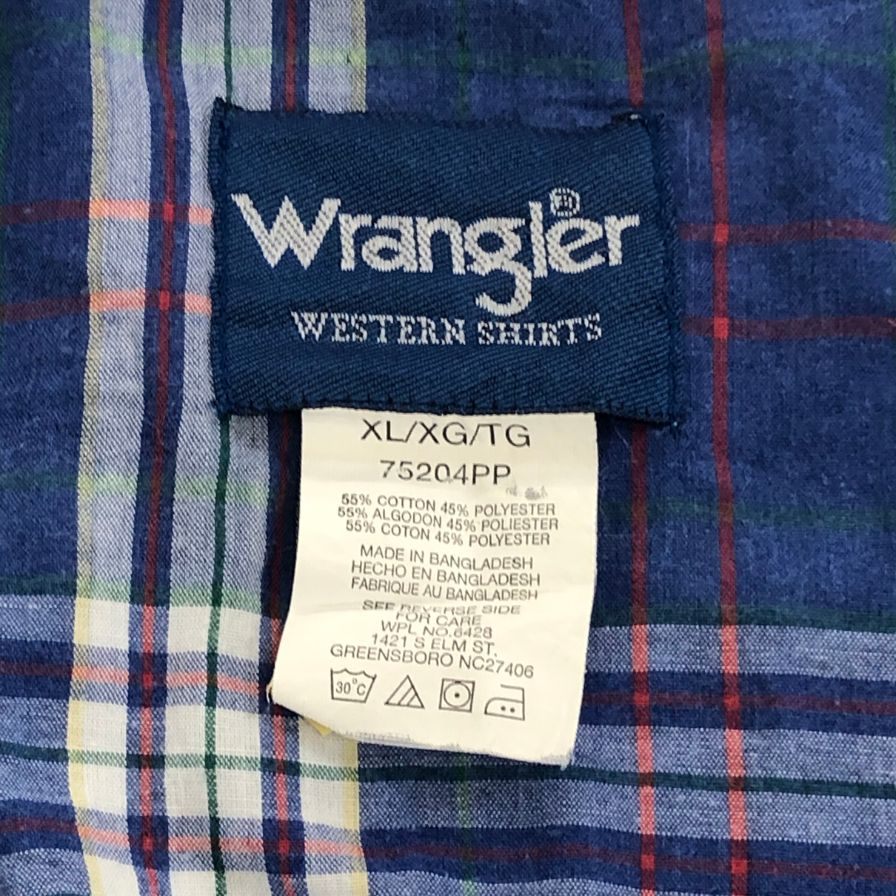 美品◆ラングラー 90S 長袖シャツ バングラデシュ製 ブルー メンズ サイズXL Wrangler 【AFB12】