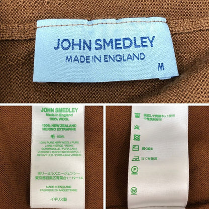 美品◆ジョンスメドレー ニットセーター 長袖 モックネック ウール ブラウン サイズM JOHN SMEDLEY 【AFB4】