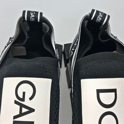 ドルチェアンドガッバーナ ローカットスニーカー ソレント ロゴ ニット スリッポン ブラック メンズ サイズ40.5 DOLCE&GABBANA 約25.5cm【AFD5】