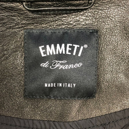 極美品◆エンメティ シングルライダースジャケット ジップアップ ラムスキン ブラック サイズ52 EMMETI 【AFG1】