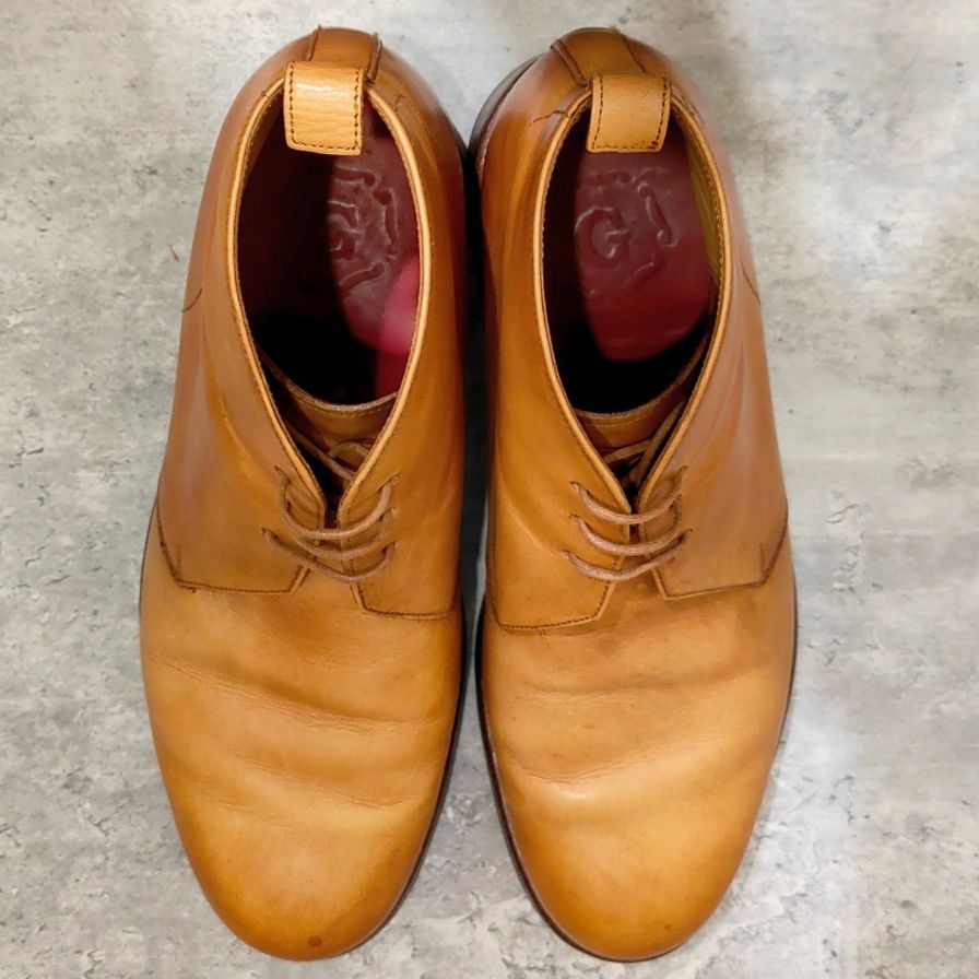 グレンソン チャッカブーツ ウェンデル カーフ ライトブラウン サイズUK7.5G GRENSON ブーツ 約25.5cm【LA】【中古】