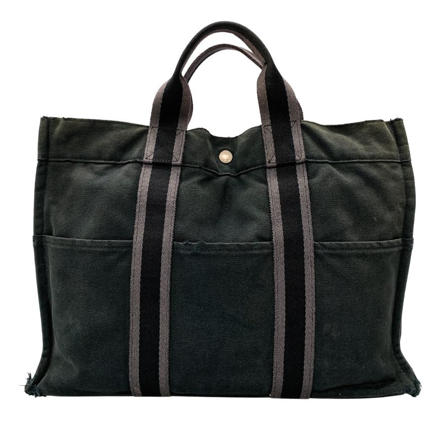エルメス トートバッグ ブラック コットン フールトゥMM HERMES【AFE3】