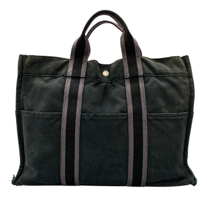 エルメス トートバッグ ブラック コットン フールトゥMM HERMES【AFE3】