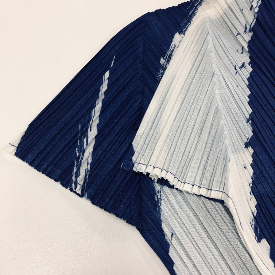 美品◆プリーツプリーズ イッセイミヤケ プリーツプリーズ   ワンピース PP21-JJ712 総柄ブルー サイズ4 PLEATS PLEASE 【AFB4】
