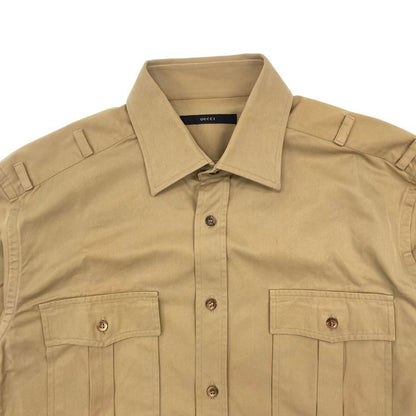 品相良好◆古驰 Tom Ford 时期狩猎衬衫意大利制造男士卡其色尺码 40 GUCCI [AFB46] 
