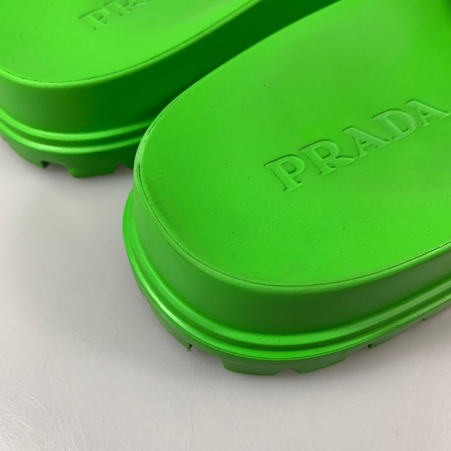 プラダ ラバー サンダル スライド グリーン 40 メンズ PRADA 約25.5cm【AFC30】