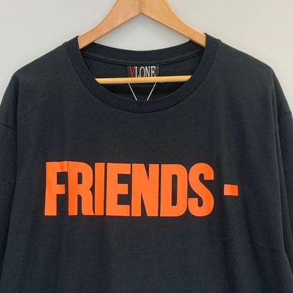 新品同様◆ヴィーロン ロンT 長袖 プリント ロゴ フレンズ ブラック オレンジ メンズ サイズXL VLONE FRIENDS 【AFB9】
