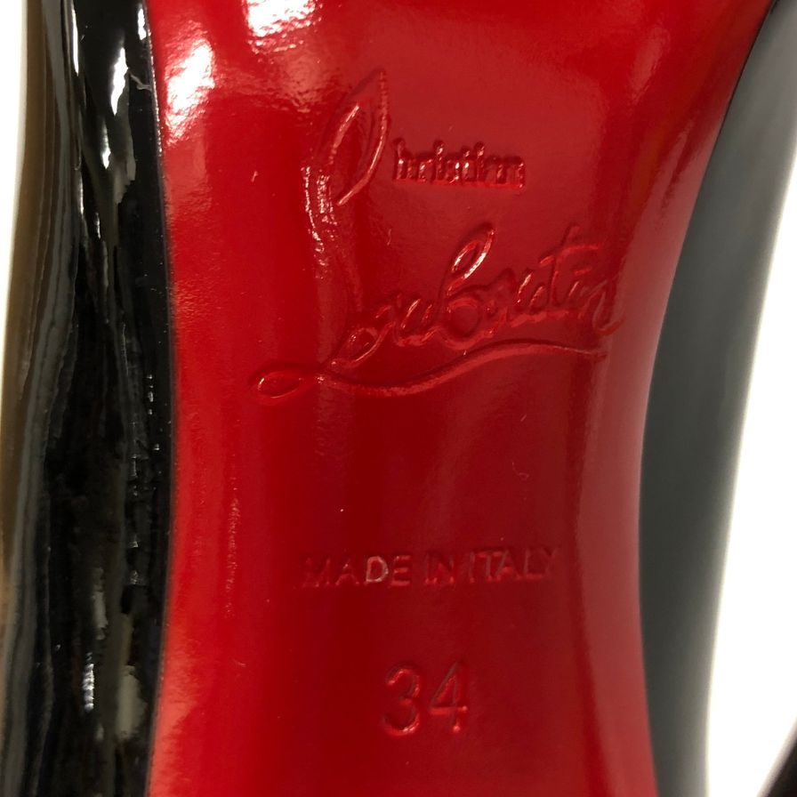 クリスチャン ルブタン パンプス パテントレザー ソーケイト ポインテッドトゥ ブラック レディース サイズ34 Christian Louboutin 約20.5cm【AFD15-2】