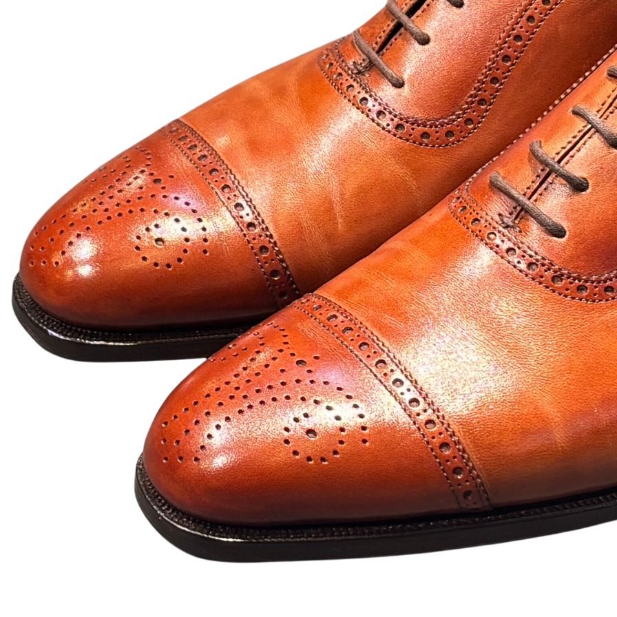クロケット&ジョーンズ レザーシューズ アルビオン セミブローグ カーフ ブラウン サイズ7.5E メンズ Crockett&Jones ビジネスシューズ 約25.5cm【LA】【中古】