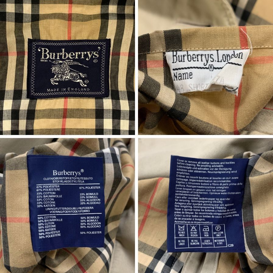 中古■バーバリー バルカラーコート 旧タグ 90S イングランド製 ベージュ メンズ サイズ48 Burberry 【AFA3】