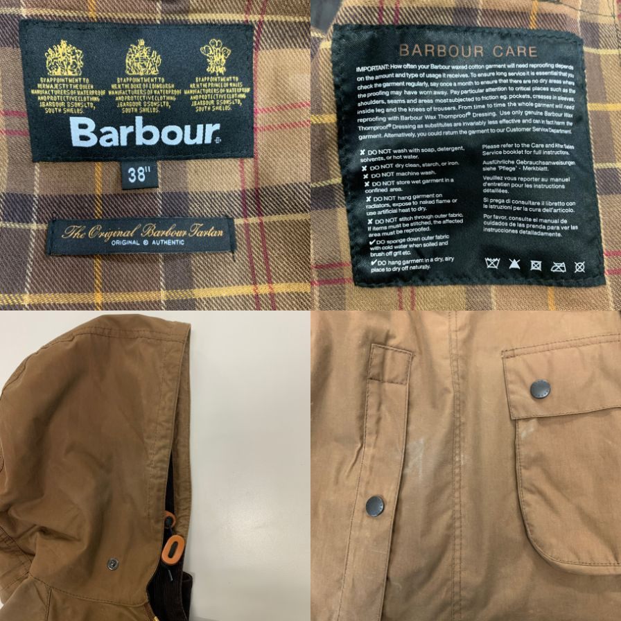 バブアー ビデイル フード  オイルド ジャケット 3ワラント メンズ サイズ38 ベージュ Barbour【LA】
