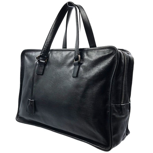 プラダ メンズ レザーバッグ 2層式 三角ロゴプレート VA0411 カウレザー ブラック PRADA【AFE2】