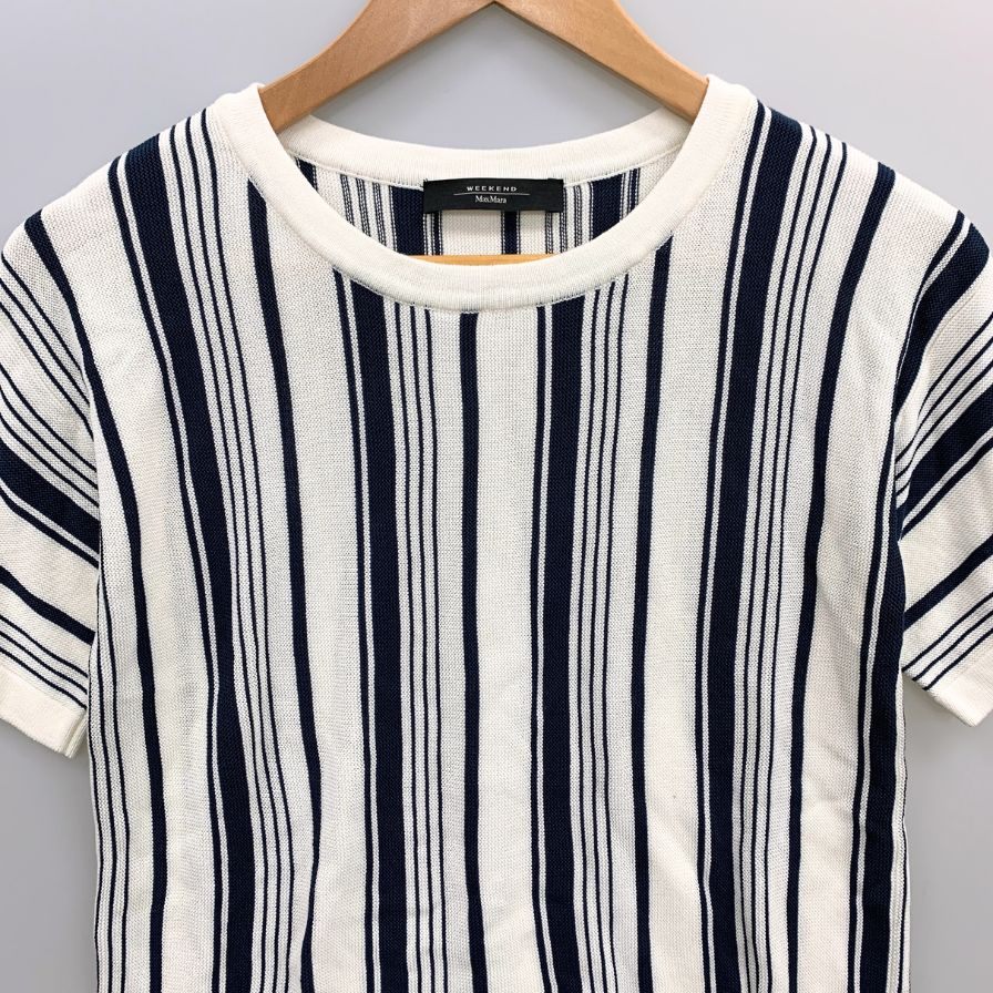 中古◆ウィークエンド マックスマーラ アンサンブル Tシャツ カーディガン ストライプ ベルト付き サイズM相当 レディース ホワイト系 Weekend Max Mara 【AFB36】