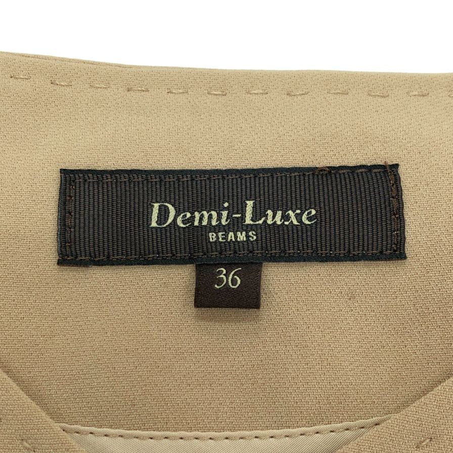 極美品◆デミルクス ビームス ワンピース アセテート 七分丈 Vネック ベージュ レディース サイズ36 Demi-Luxe Beams 【AFB18】