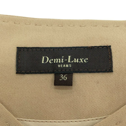 極美品◆デミルクス ビームス ワンピース アセテート 七分丈 Vネック ベージュ レディース サイズ36 Demi-Luxe Beams 【AFB18】