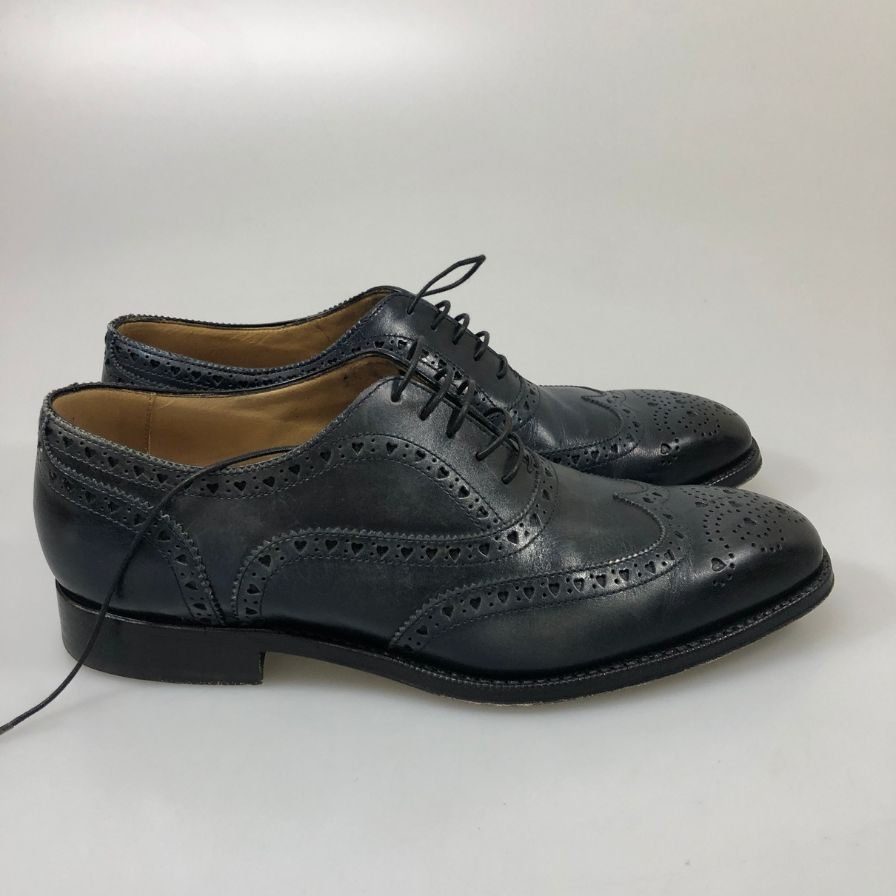 マックバレンス ウィングチップ レザーシューズ カーフ メンズ サイズ 7 ネイビー  MAC BAREN'S 約25.5cm【AFC9-2】