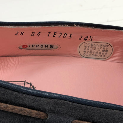 浅草 鞆ゑ リボンスエードローファー スエード ネイビー レディース サイズ24.5 TE205 TOMOE 約24.5cm【AFD4】