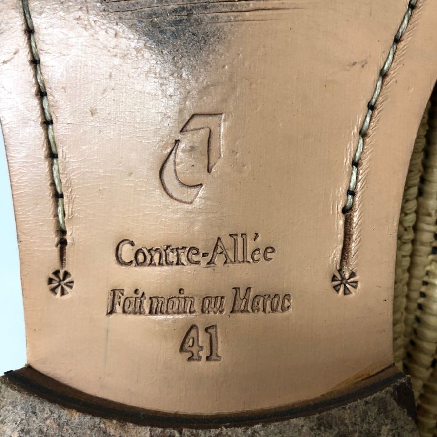 コントレアリー ラフィア パンプス メンズ サイズ41 ベージュ Contre-Allee 約26.0cm【AFC33】
