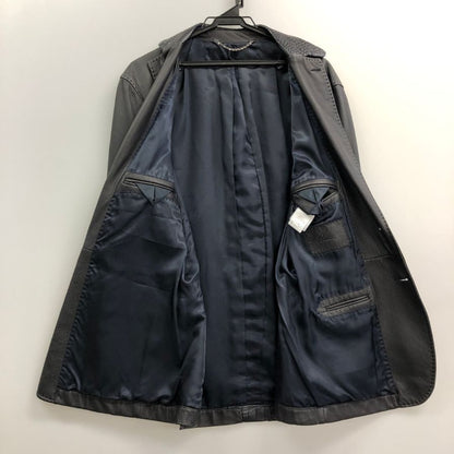 美品◆ブリオーニ ディアスキン クロコパッチ コンビ レザー ジャケット ブラック メンズ サイズ50 BRIONI 【AFA17】