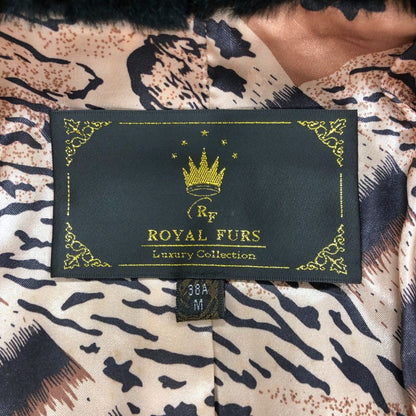 ロイヤルファー コート 本毛皮 ラビットファー 裏レオパード ブラック レディース サイズM ROYAL FURS【AFF19】
