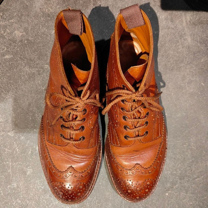 トリッカーズ カントリーブーツ SHIPS別注 2508 ウィングチップ カーフ レザー メンズ サイズ UK8 ブラウン Tricker’ｓ ブーツ 約26.5cm【LA】【中古】