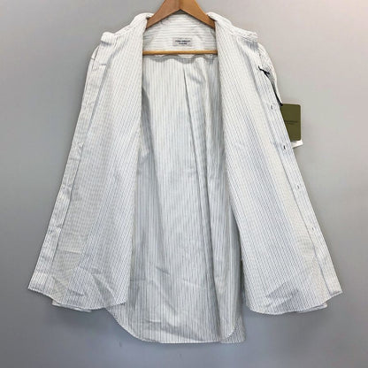 新品同様◆ジョンスメドレー シャツ ノーカラー バンドカラー 長袖 ストライプ メンズ ホワイト系 サイズM JOHN SMEDLEY 【AFB44】