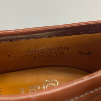 グレンソン プレーントゥ ポリッシュレザー 6229 ブラウン サイズUK5.5E GRENSON ビジネスシューズ 約24.0cm【LA】【中古】